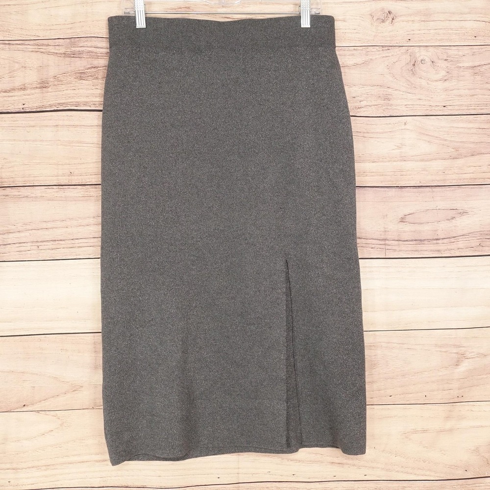 New! Banana Republic Skirt Womens M Gray Glitter Straight Midi Elastic Slit